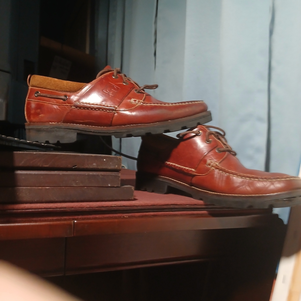 Cole Haan Men’s Leather Boat Shoes in Chestnut Brown